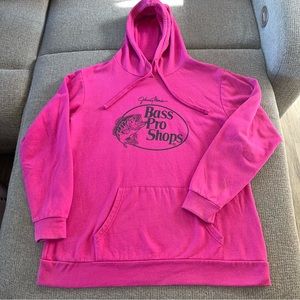 Bass Pro Shops Johnny Morris Hoodie Women Large Pink Graphic Outdoor Sweatshirt